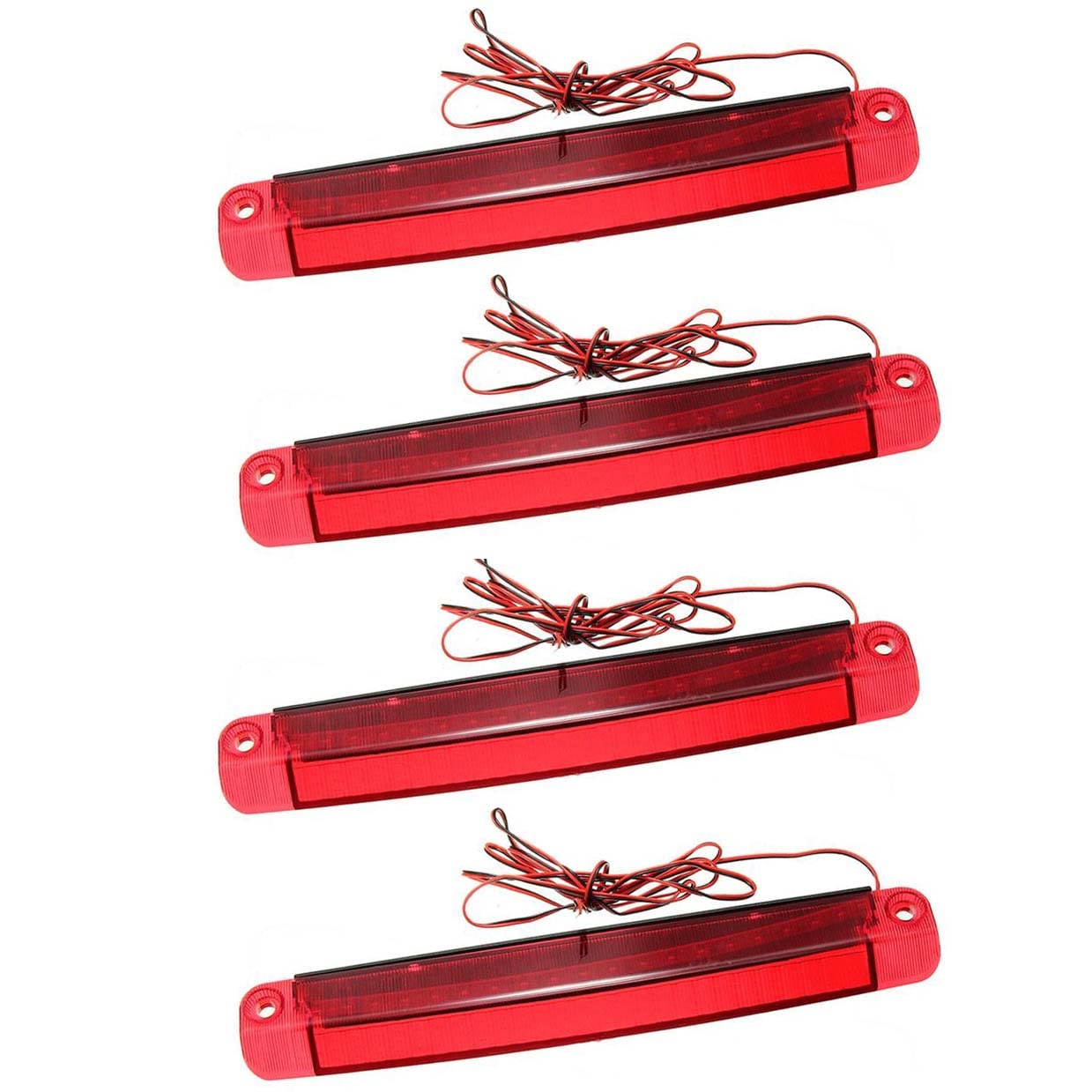 4 Pezzi di Auto Unversale 18 Luci Invertibili A LED Coda Posteriore Terza Stop Freno Lampada Alta Lampada A Montaggio Rosso Rosso,Rosso