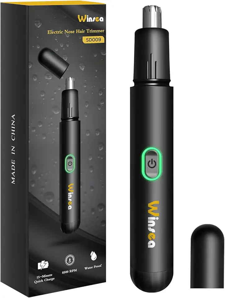 Precision Nose Hair Trimmer – 360° Safe &amp; Efficient Electric Trimming, USB Rechargeable, Waterproof, for Nose, Ear, Eyebrows, and Beard Grooming