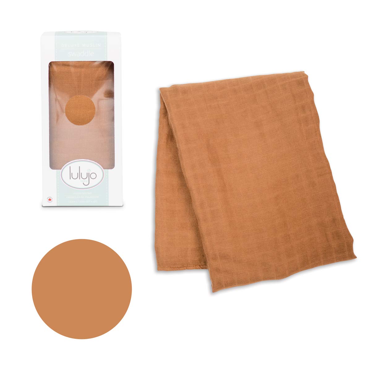Lulujo Baby Swaddle Blanket| Unisex Softest Bamboo Viscose Muslin Swaddle Blanket| Neutral Receiving Blanket for Girls & Boys 47in x 47in Tan