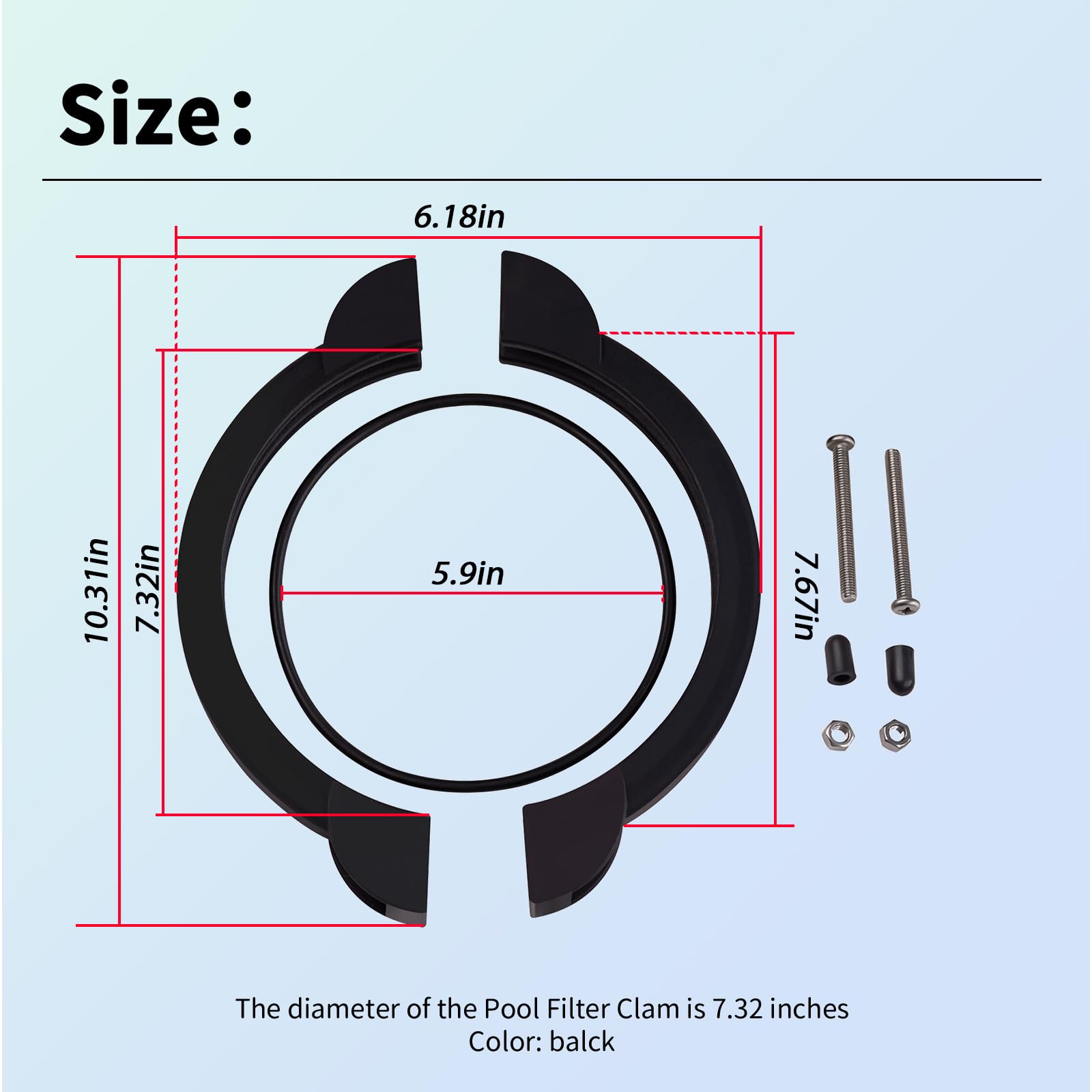 XTPTFABS Pool-Filterklemme mit O-Ring und Schrauben, ID: 18,59 cm