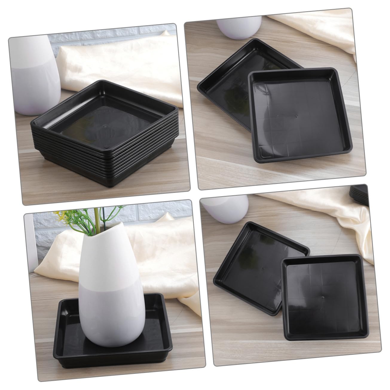 VILLCASE 15 Piezas Platillos para Macetas Cuadrados Bandejas de Plástico Resistentes para Plantas de Interior y Exterior Bandejas de Drenaje para Tiestos Protección contra Fugas Color
