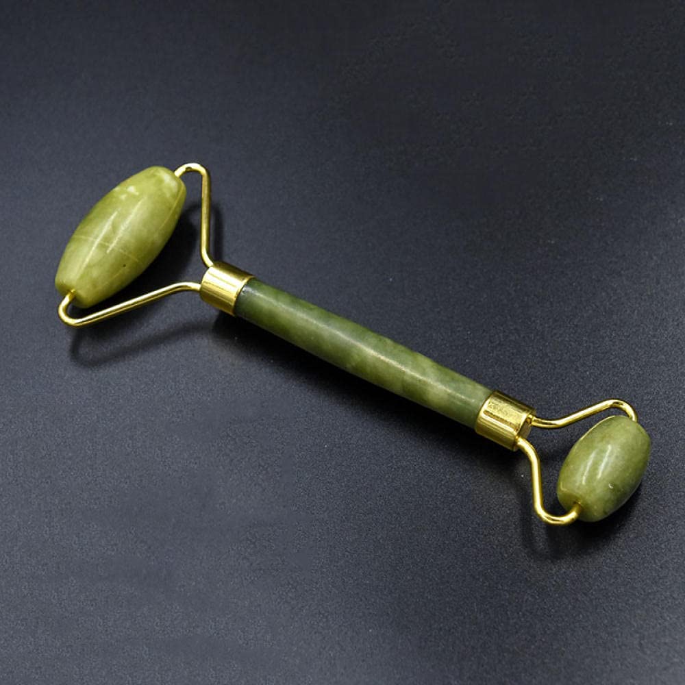Doppelkopf Gesichtsmassage Roller Jade Stein Gesicht Thin Massagegerät Relaxation Werkzeug Grüne Jade Roller-1 stück