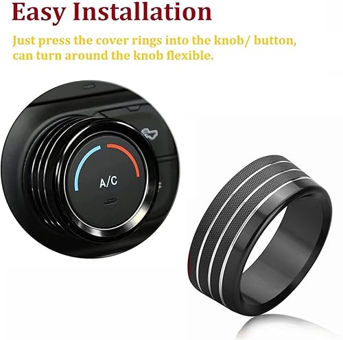 Miniatura 2 de Accesorios para Dodge Ram 2019 2020 2021 Cubierta de perilla de control interior ACvolumenmodoAUTOinterruptor de navegación decoración botón anillo