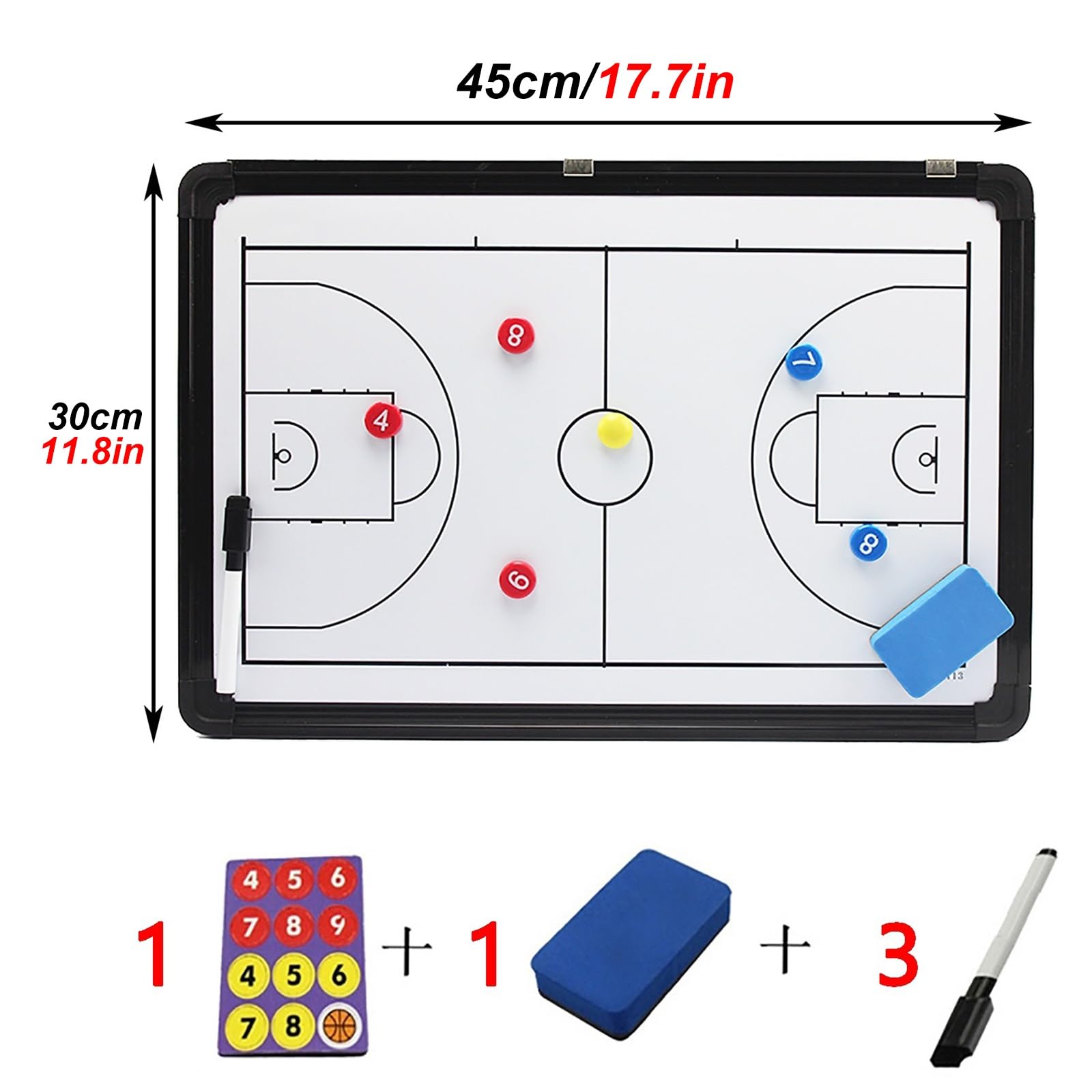 Taktikboard Basketball Coaches Board mit Magnete, Taktiktafel Basketball Zubehör, zum Aufhängen Geeignet, Wasserdicht und Langlebig, für Wettkämpfe und Training