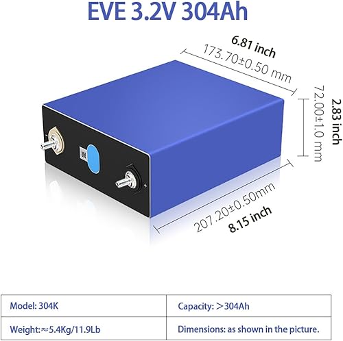 Miniatura 2 de VNSZNR LiFePO4 Cells 3.2V 300Ah Batería de grado A de grado profundo de litio y fosfato de hierro con código QR, tornillos y conectores, fuente de