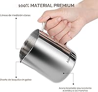Vista 3 de Jarra espumadora de leche de 350 ml, 600 ml, 900 ml, 1500 ml y 2000 ml (12 onzas, 20 onzas, 32 onzas, 50 onzas y 66 onzas), de acero inoxidable