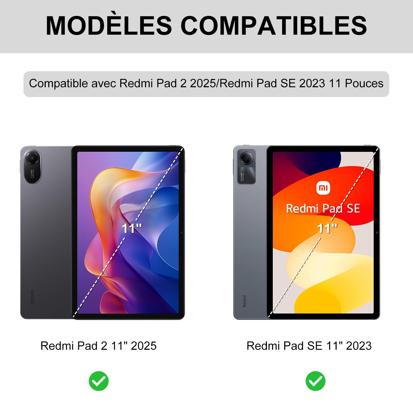 JADEMALL Clavier avec Trackpad pour Redmi Pad 2 11" 2025, AZERTY Français Clavier Bluetooth Magnétique Détachable avec Pavé Tactile pour Tablette Redmi Pad 2 11 Pouces 2025, Bleu