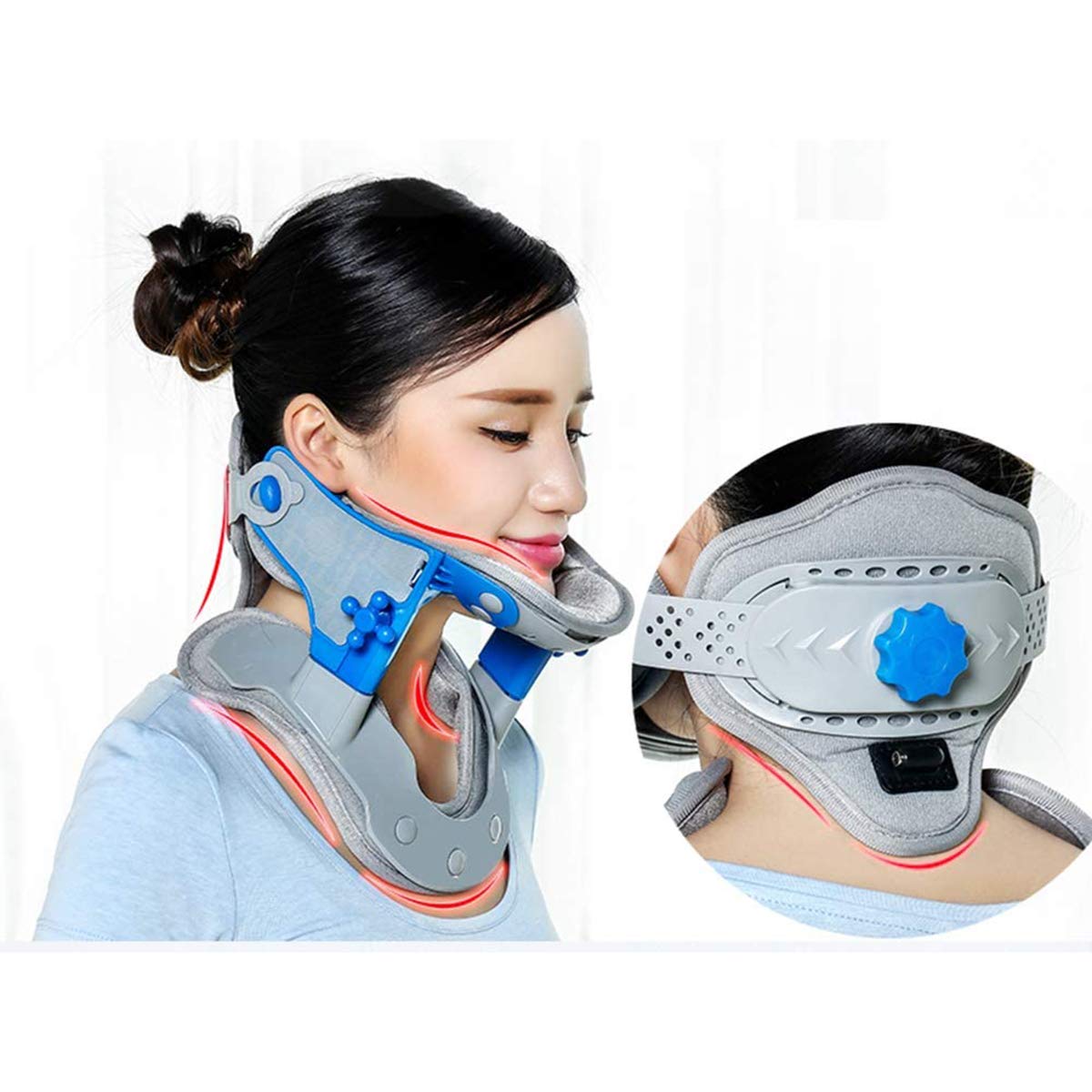 Dispositivo di Trazione del Collo, Dispositivo di Trazione Cervicale con Compressione a Caldo, Collare Cervicale per Alleviare Il Dolore al Collo