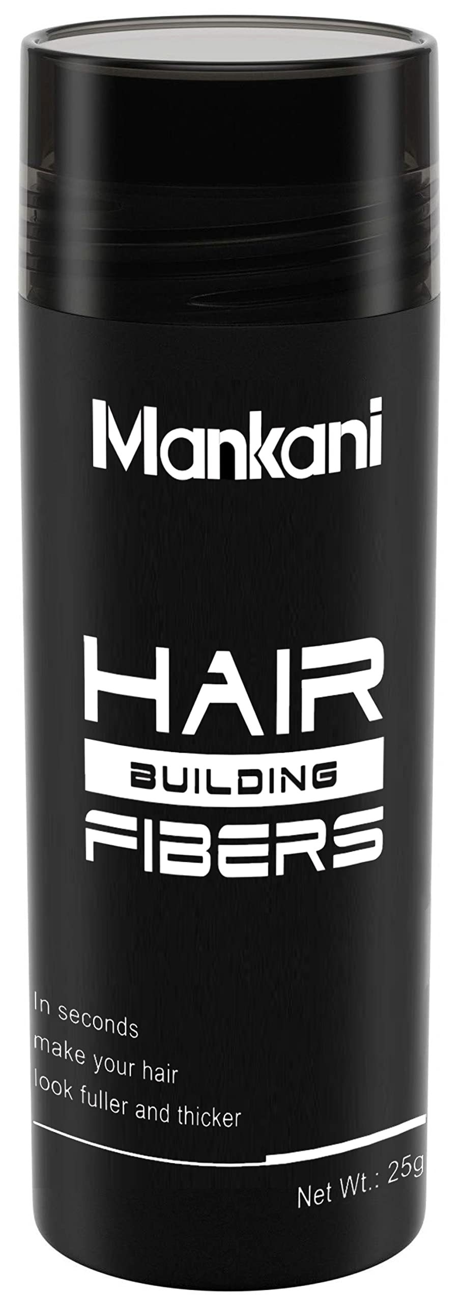 Mankani Hair Building Fibers, Black 25g, Fill In Fine or Thinning and bald spots, Instantly Thicker, Fuller Looking, Concealing Powder for Men and Women