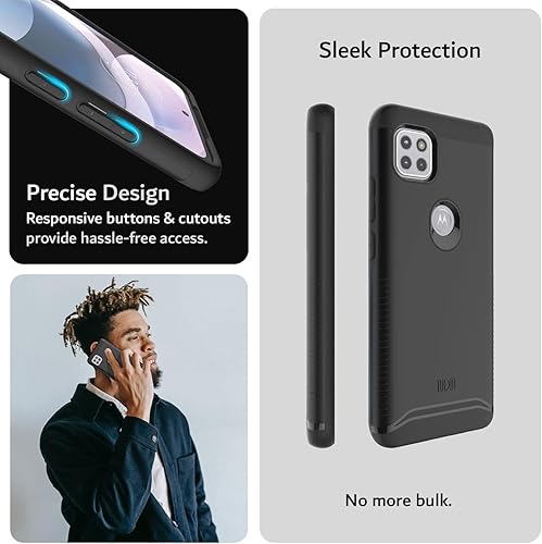 Miniatura 4 de TUDIA DualShield - Funda para teléfono Motorola One 5G ACE 2021, Fusionar a prueba de golpes, grado militar, doble capa, resistente, delgada,