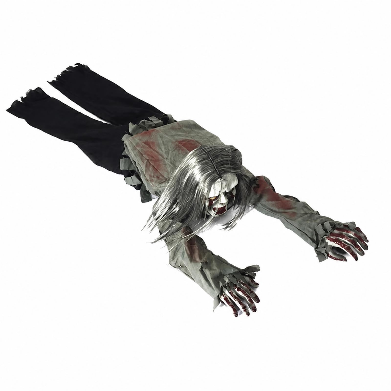 Harilla Elektrische Kriechende Ghul-Figur Realistisch Halloween-Ghul Mit Soundeffekt Elektrisch Gruselfigur Für Themenlokale, Langhaar