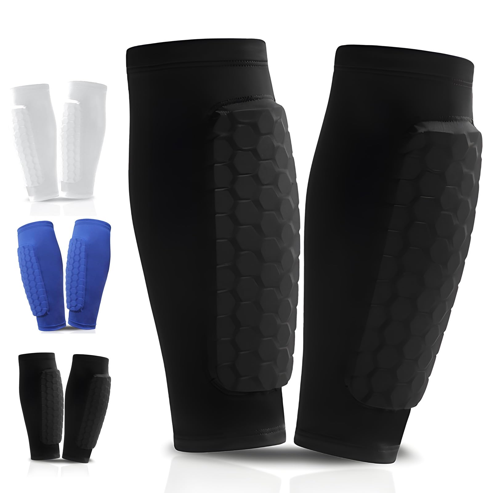 Sharelove Soccer Shin Guards Kids, Practical Protector Football Shin Pads with Breathable Elastic Honeycomb Pads, Thickened and Enlarged Shin Defender Shin Guards Sleeves for Kid Adult