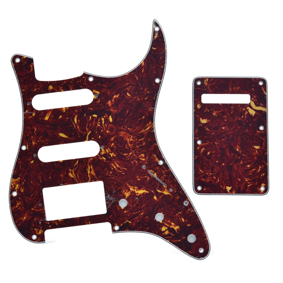 KAISH 11 Hole ST/Strat Style Pickguard HSS Pick Guard with ST Back Plate Tremolo Trem Cover for USA/Mexico Stratocaster/Strat Vintage Tortoise