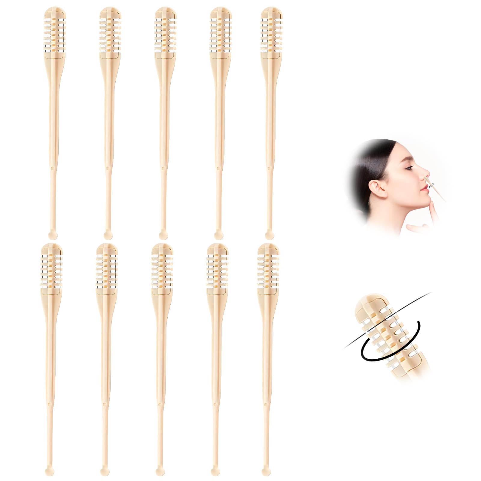 Miioto Nose Hair Trimmer, 10 Piezas Manual Nose Hair Trimmer, Cortador Pelos Nariz con Pala para Orejas, Quitar Pelos Nariz Mujeres y Hombres, Fácil Operación sin Electricidad