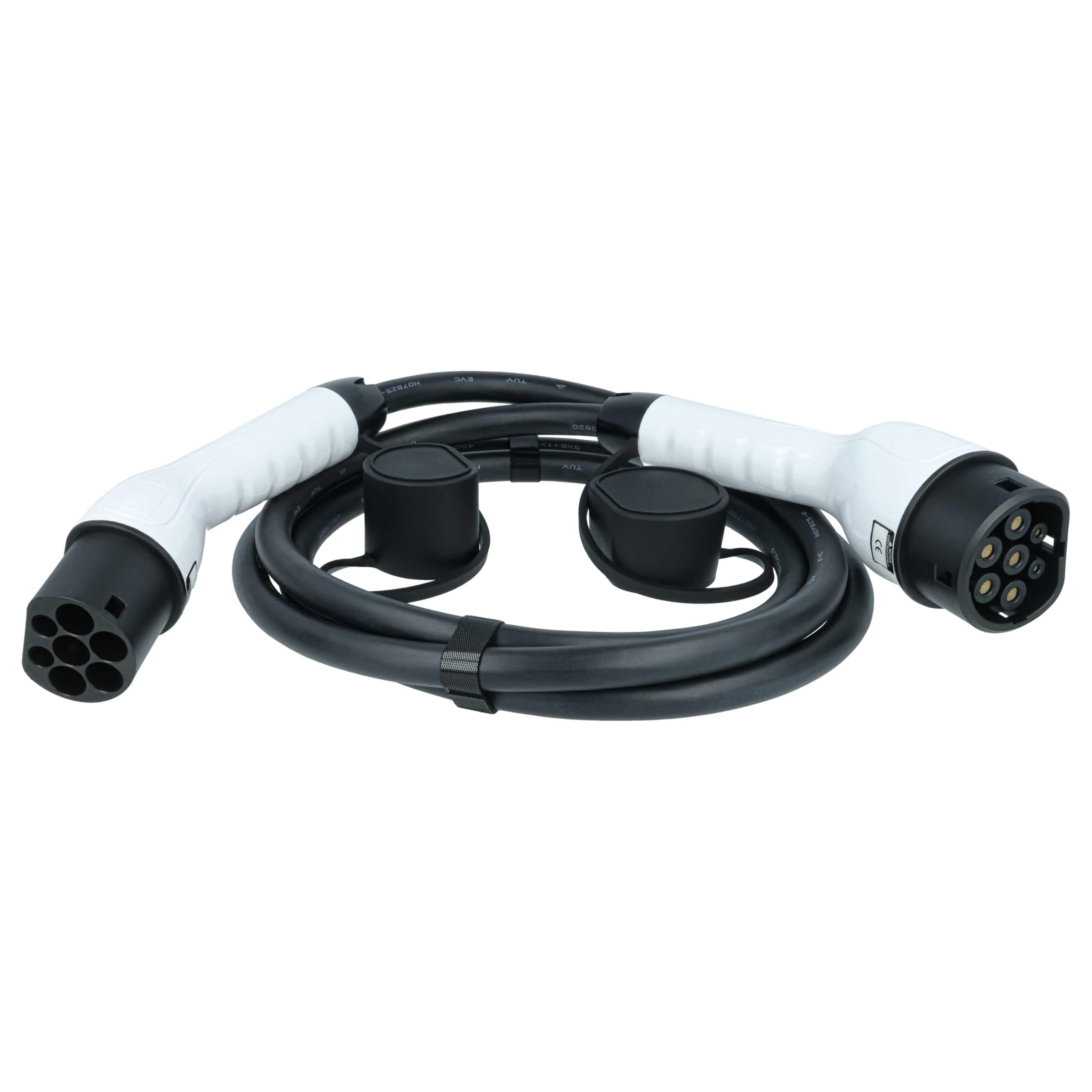 vhbw Cable Carga Tipo 2 a Tipo 2 para Coche eléctrico - Cable conexión, 3 Fases, 32 A, 22 kW, 3 m
