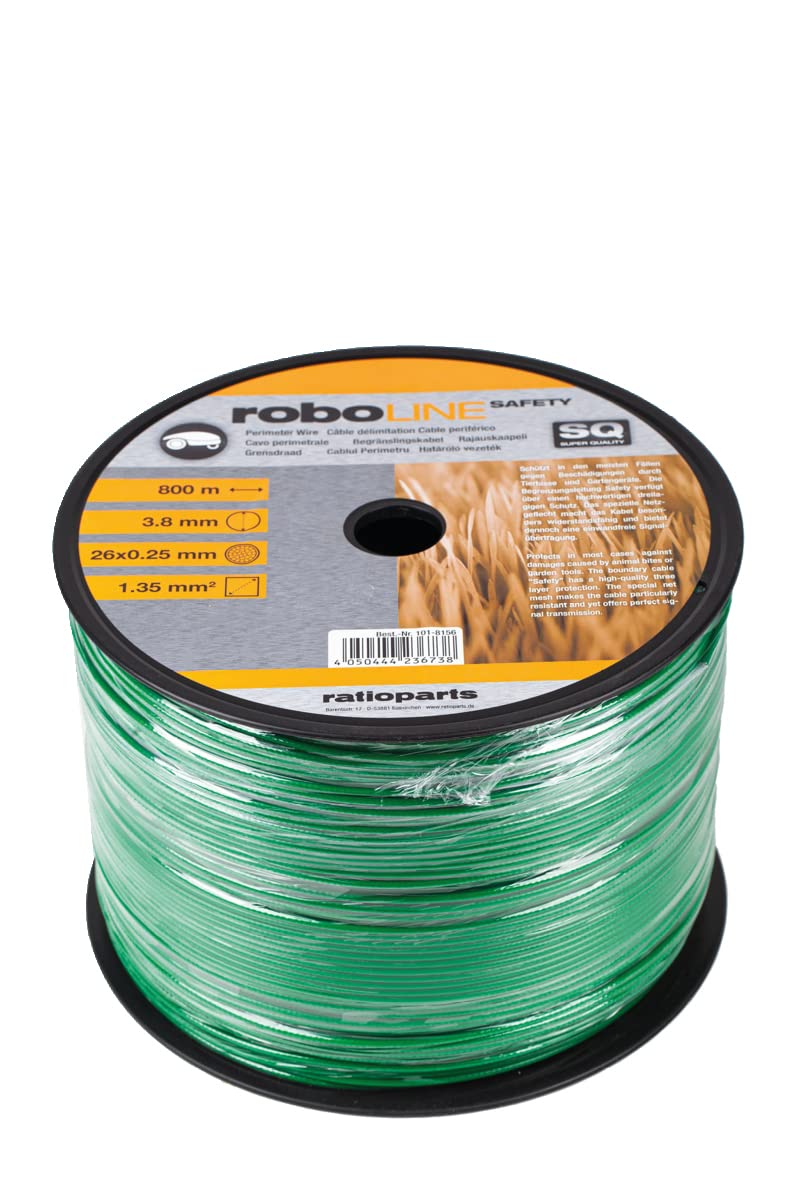 Ratioparts Câble de délimitation Safety pour Robot Tondeuse Ø 3,8 mm x 800 m (câble Ø 1,35 mm²), Vert