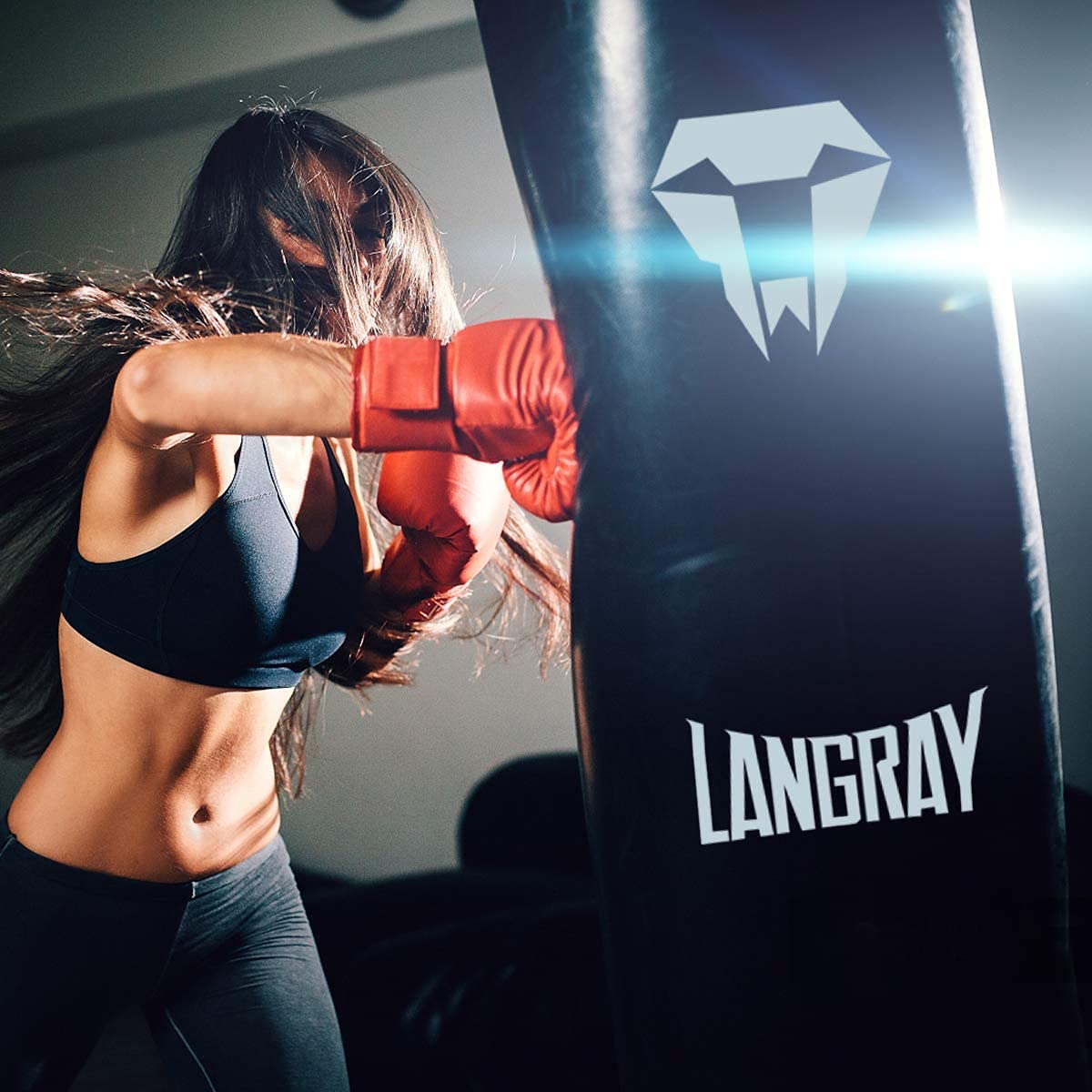 Amazon | パンチバッグ LangRay サンドバッグ ボクシング 多層耐久PU