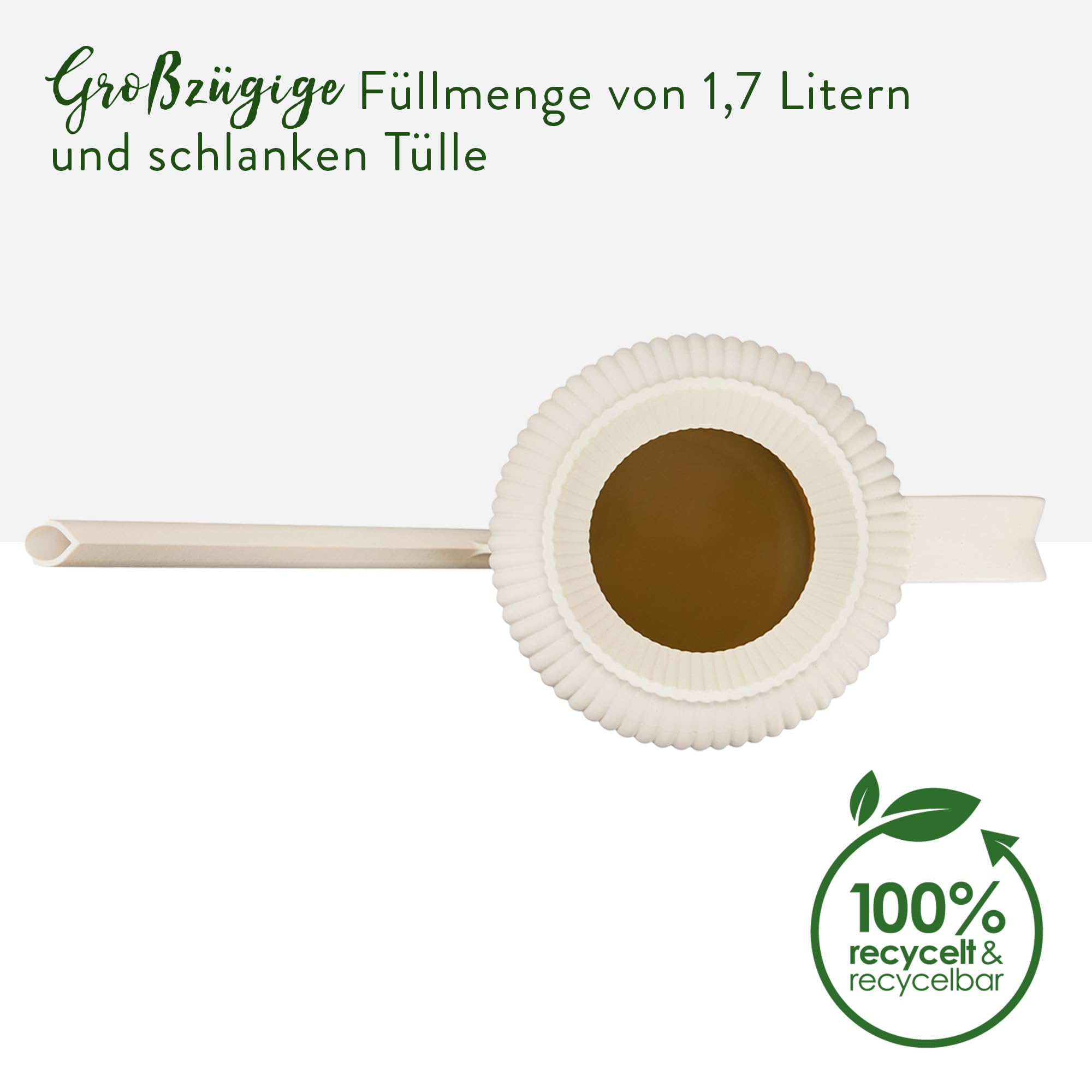 Elho Vibes Fold Gießkanne 1.7ltr - Gießkanne für Zimmerpflanzen - 100% recyceltes Plastik - L25.2 x B7.4 X H21 - Weiß/Linen White - 4