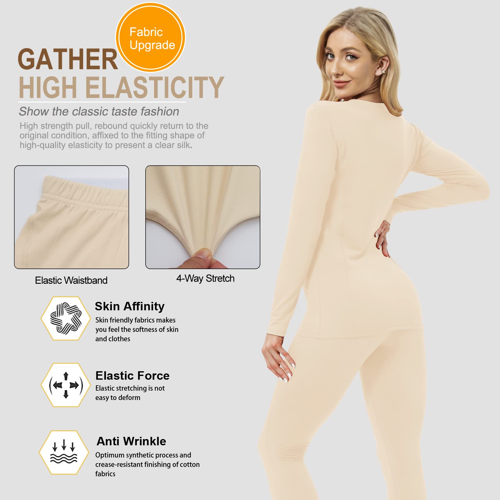 MeetHoo Biancheria Intima Termica Donna, Funzione Set da Sci Maglia+Pantaloni Termici Base Layer Riscaldante Sport Ciclismo Running