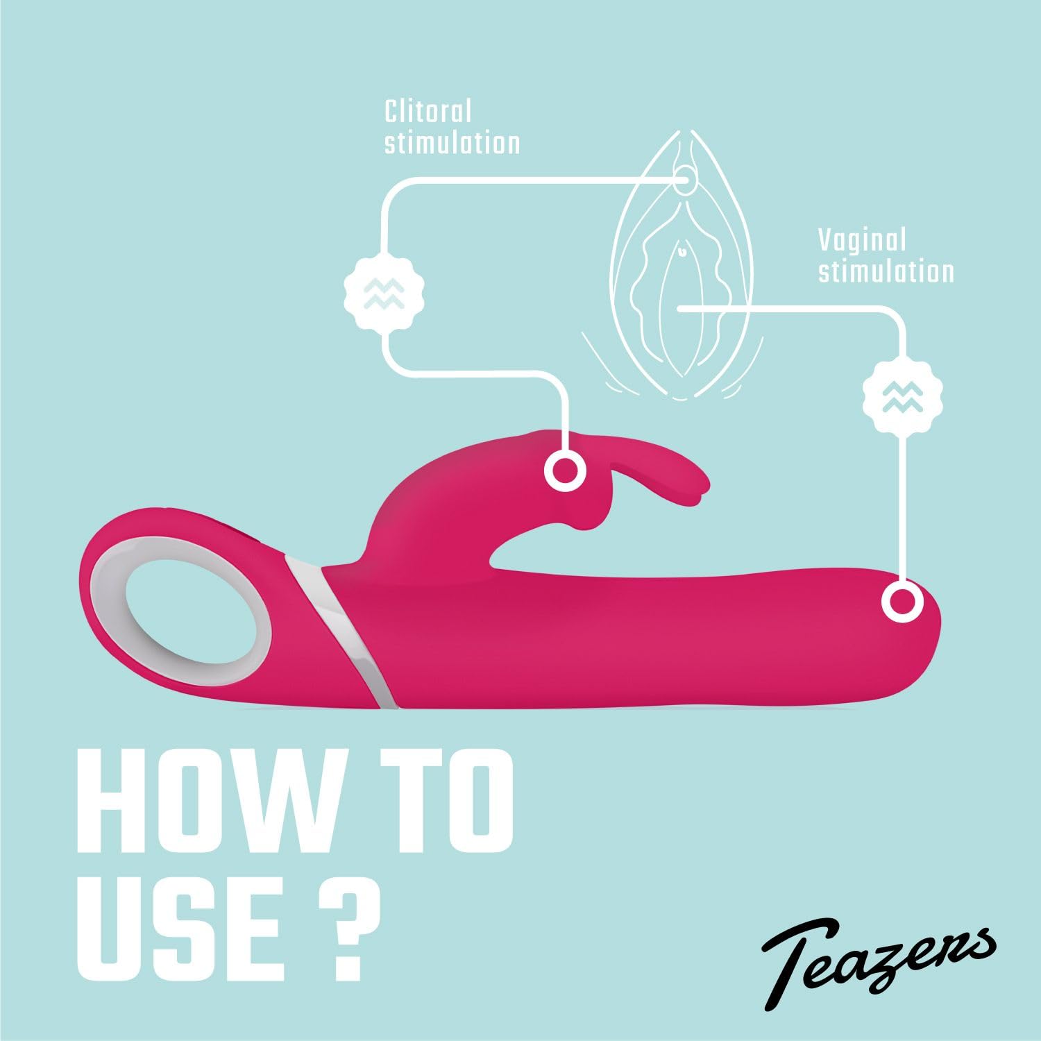 Teazers Vibratore Rotante e Vibrante – Vibratore Tarzan per Donna - Stimolazione del Clitoride e del Punto G - Rosa
