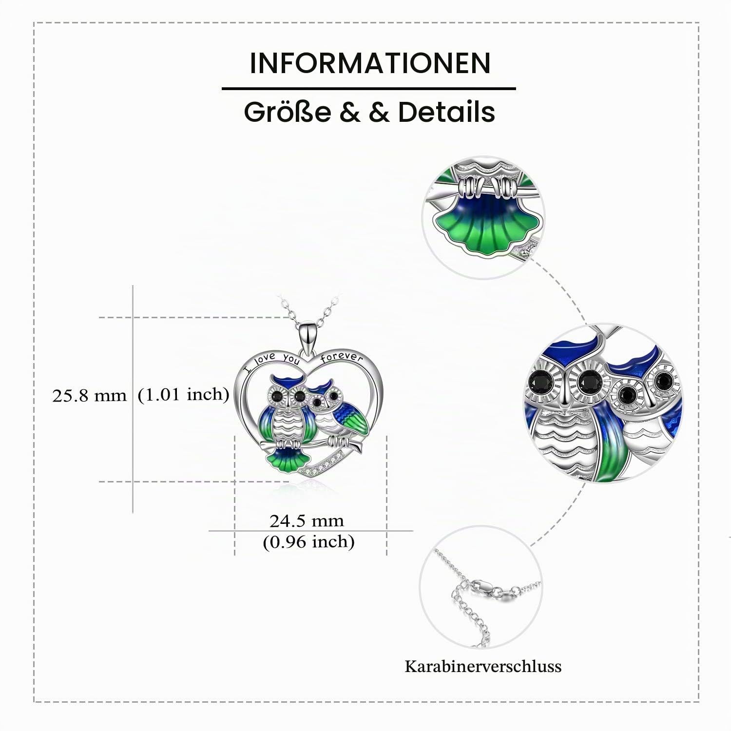 YAFEINI 925 Sterling Silber Eule Halskette Eule Liebhaber Vogel Anhänger Halskette für Frauen Großmutter Tochter Mutter