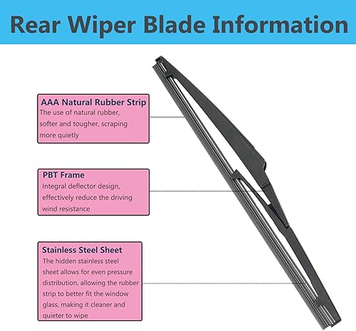 Miniatura 3 de Juego de brazo de limpiaparabrisas trasero de repuesto para Kia Soul 2010-2020, Kia Soul EV 2015-2019, limpiaparabrisas trasero estilo fábrica OE y