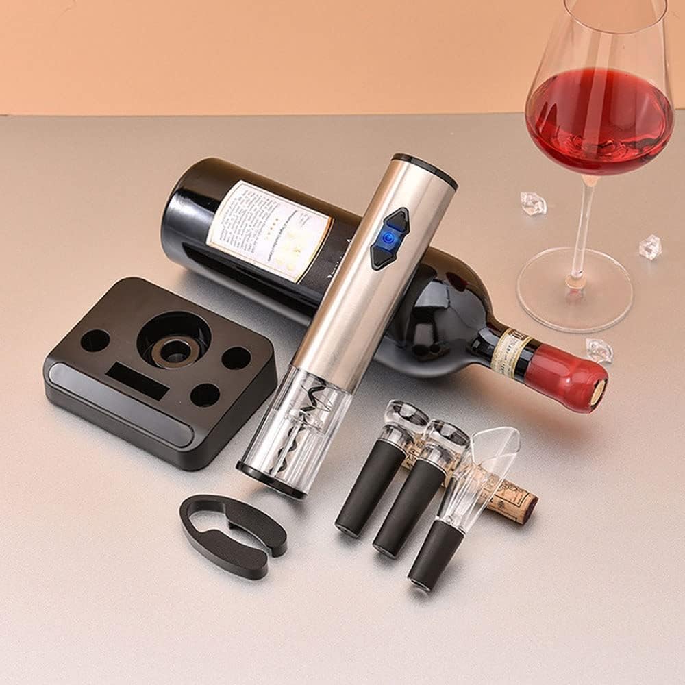Electric Wine Bottle Opener Automatic Wine Opener Electric Corkscrew with Foil Cutter,Wine Pourer,Wine Stopper, Battery Powered, Fathers Day Dad Gifts from Dauther Son (Color : Red)