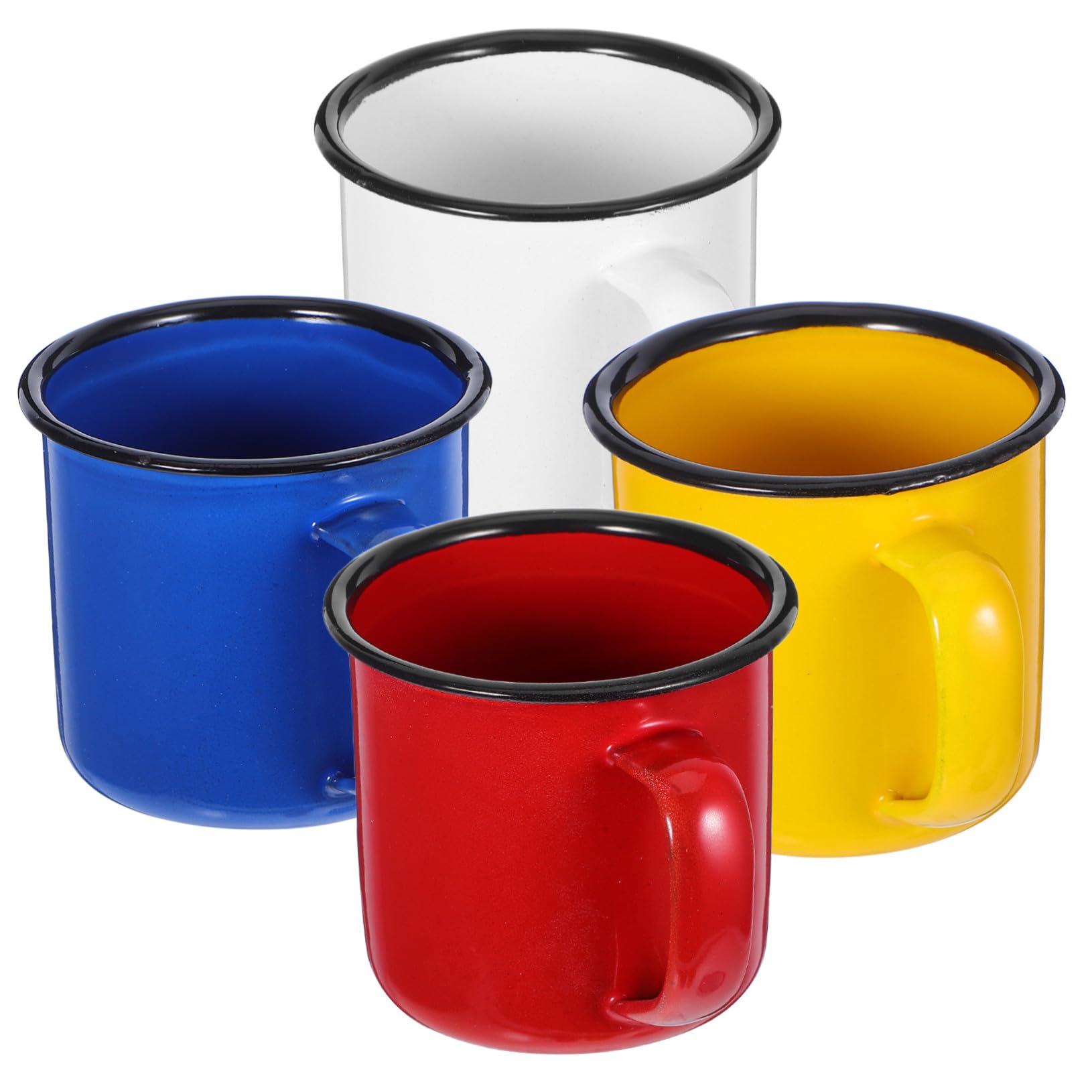 UKCOCO Gobelet à Eau Émaillé Rétro 4 Pièces, Mug en Émail pour Boisson | Tasse de Thé Émail Rétro, Lot de 4 Pièces, pour Restaurants et Pique-niques