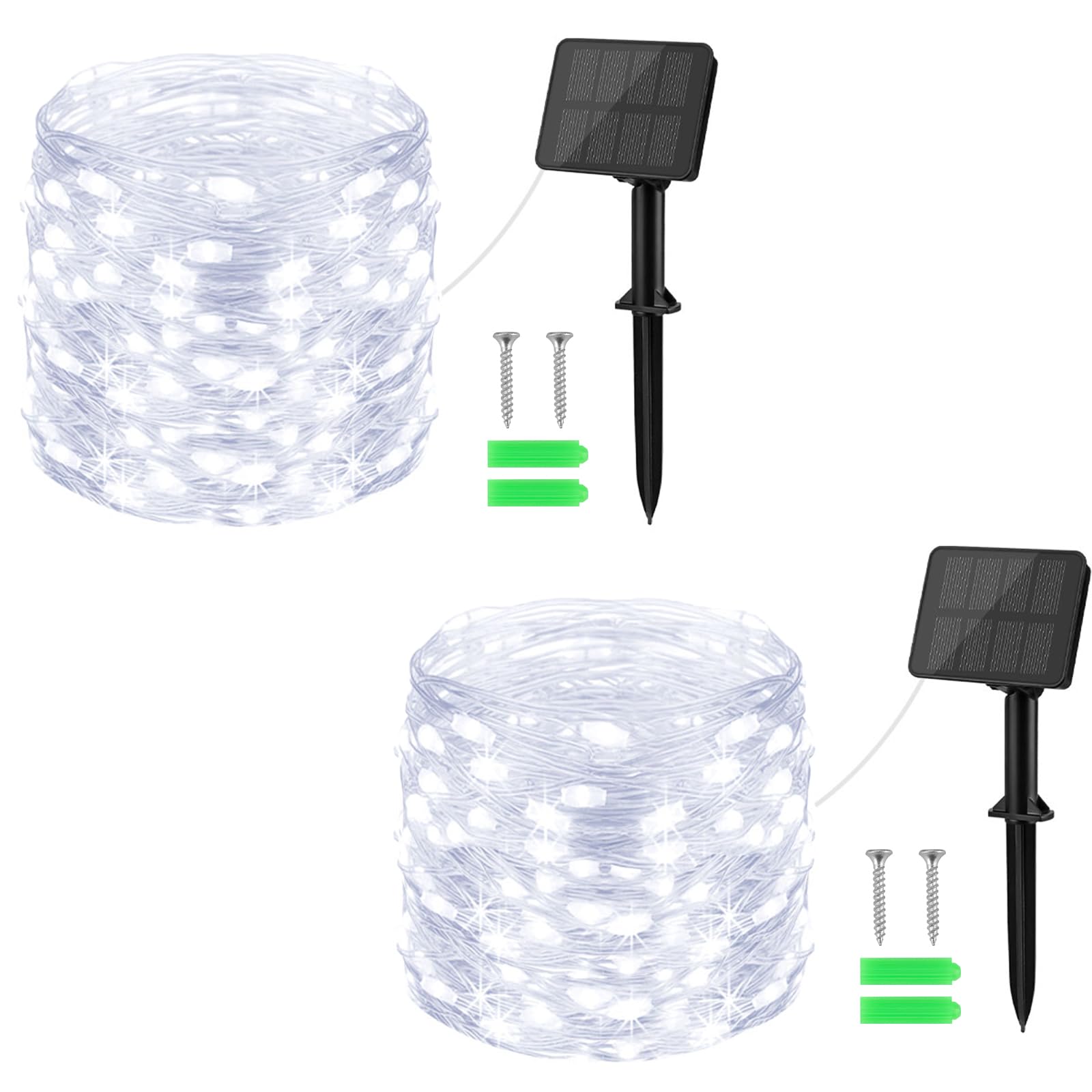 cshare Solar Lichterkette Außen, 2x10M Gesamt 200LED Lichterkette Aussen,8 Modi Kupferdraht lichterkette IP65 Wetterfest Deko für Garten,Bäume,Balkon,Terrasse,Hof,Weihnachten(Kaltweiß)