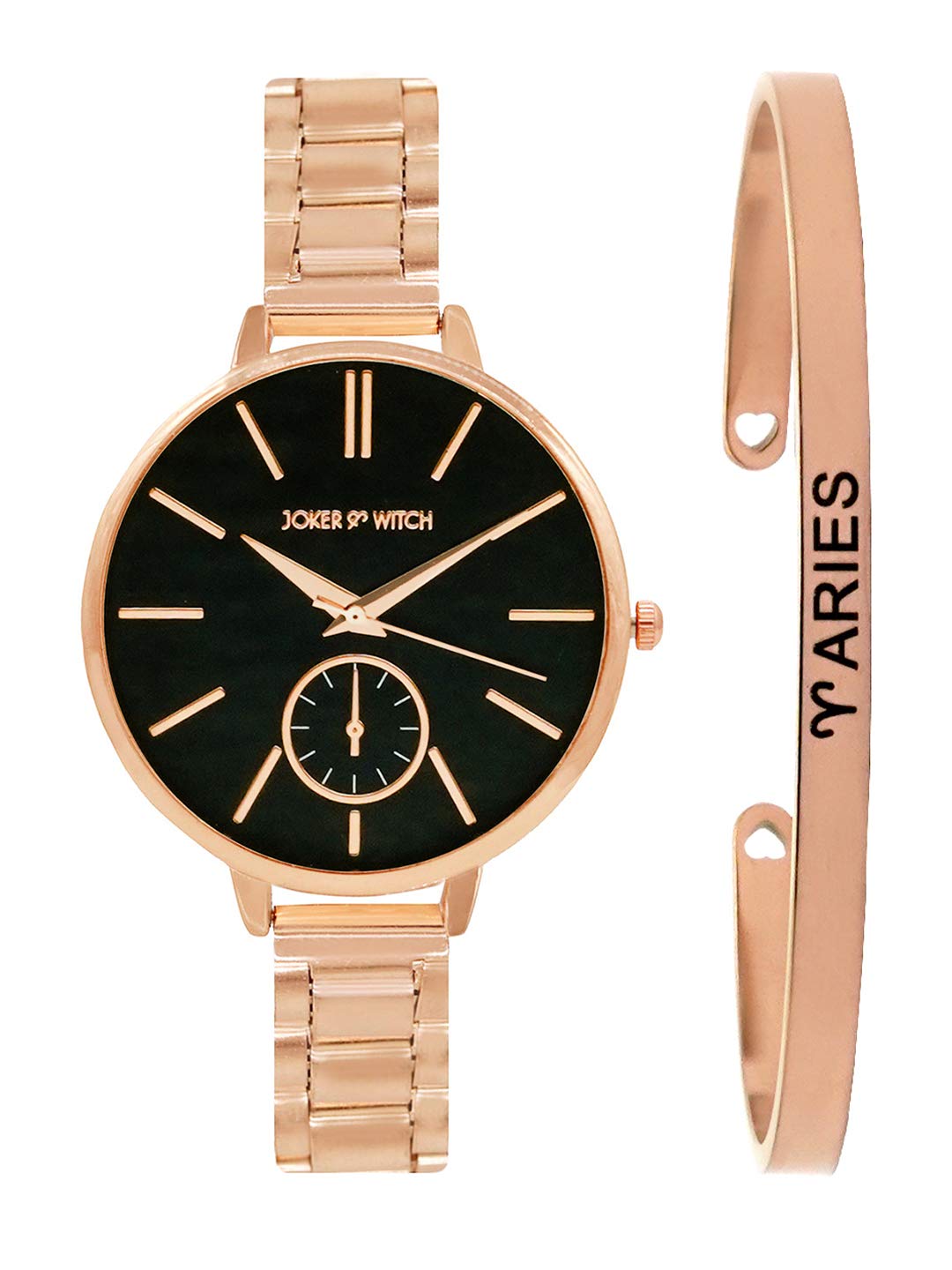 Joker & Witch Stainless Steel Women Sleek Aries Analog Watch Bracelet Set (Rose Gold ), Black Dial, Rose Gold Band (B08WPPPLZ3) Amazon Price History, Amazon Price Tracker
