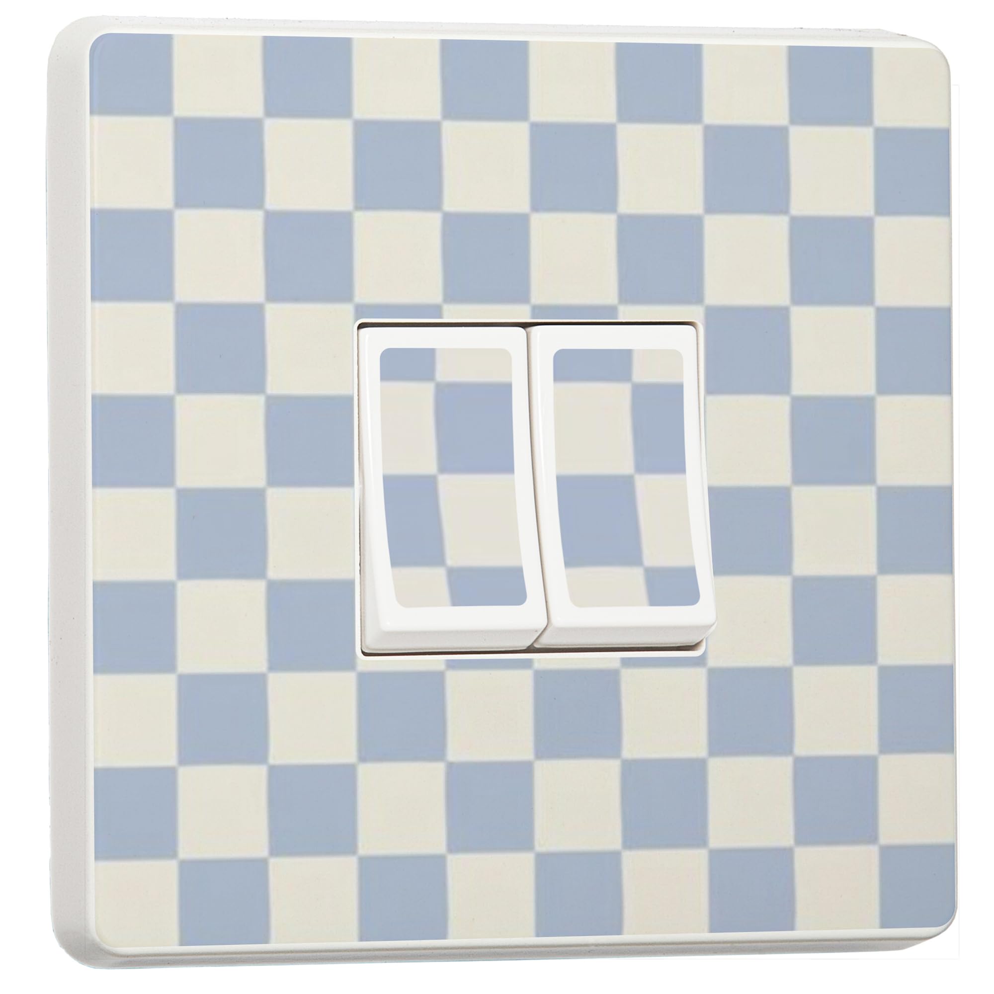 Stika.co Blue Checker Print Vinyl Light Switch Stickers – Set Of 2 Decorative Skins For Single Or Double Switches | Modern Home Decor In Pink, Red, Green, Orange & More (, Double)
