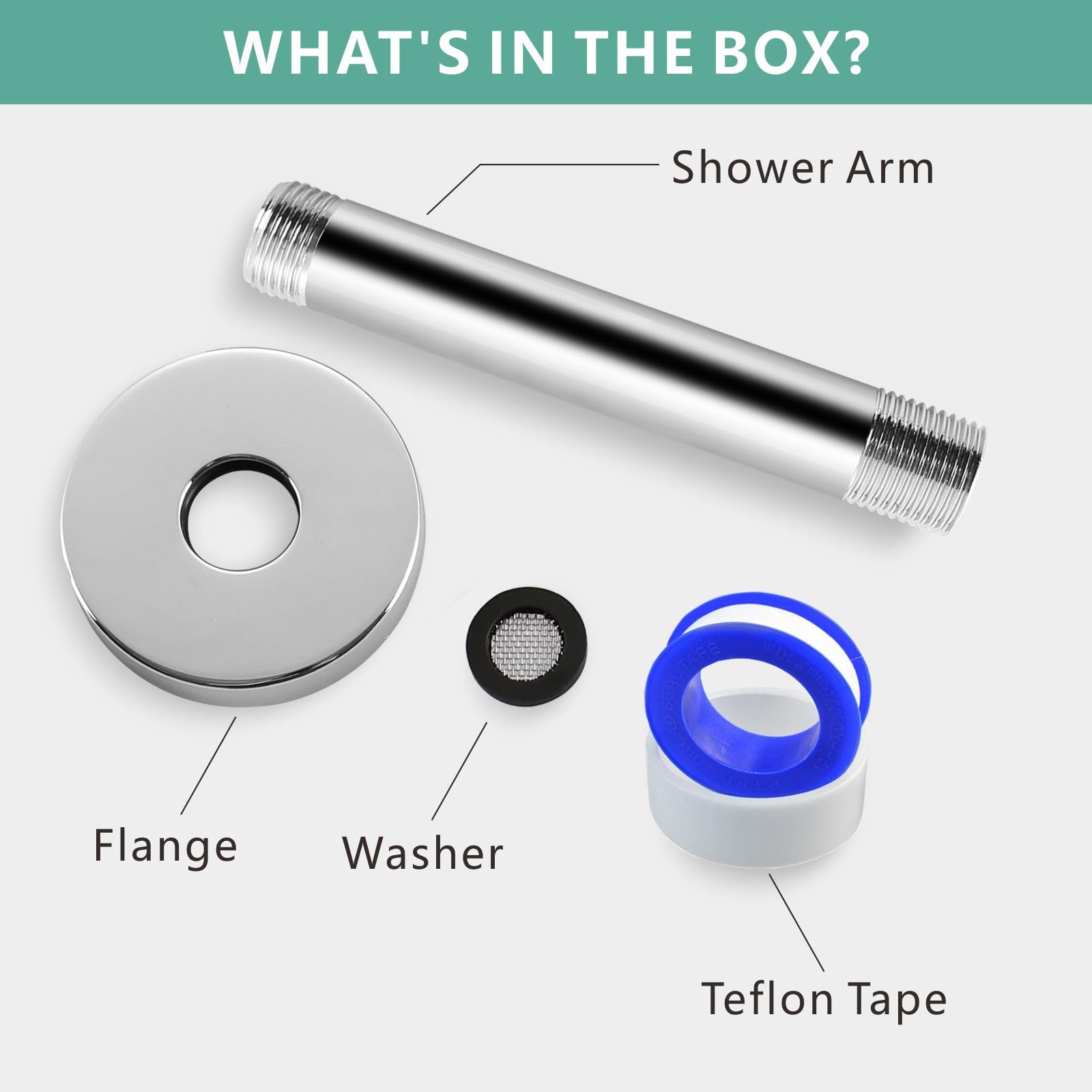 Voolan Shower Arm with Flange, Ceiling Mounted Round Fixed Shower Pipe, Bathroom Straight Rain Shower Replacement Arm - Image 3