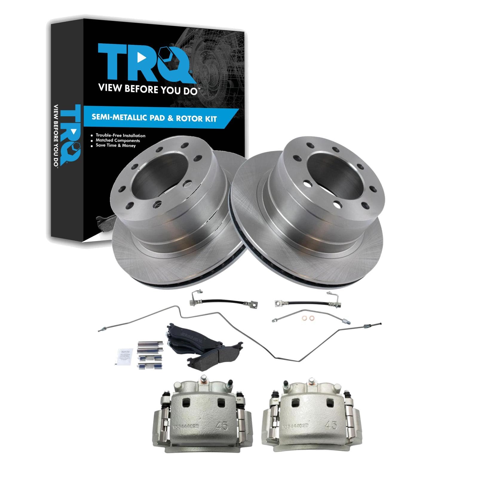TRQ Rear Brake Pad &amp; Rotor Kit Semi-Metallic