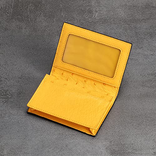 Image of HISCOW Full Grain Leather Business Card Holder Case | Minimalist EDC wallet, gusset holds 25 cards, ID window, fits folded bills, bifold profile, premium gifts for men & women