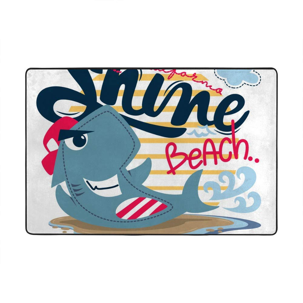 Tapis Requin Surfeur en velours corail ultra doux grand tapis amusant de 152x99cm
