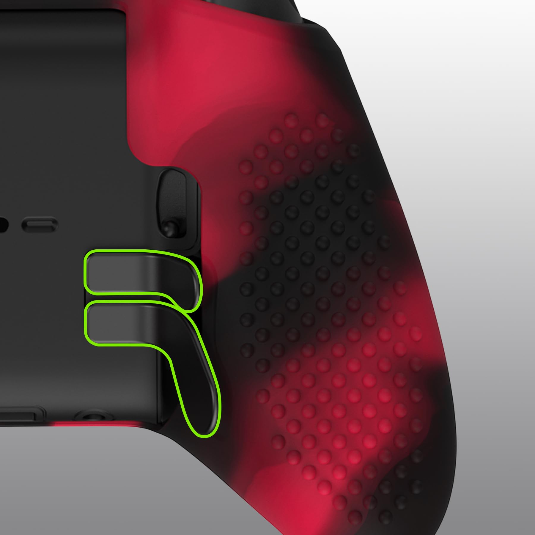 eXtremeRate PlayVital Funda de Silicona para Xbox One Elite Protector Antideslizante Suave Piel Cubierta Skin Case para Nuevo Xbox One Elite Controller Serie 2 con Tapas de Joyticks(Rojo & Negro)