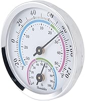 Vista 2 de Mini termómetro interior higrómetro al aire libre 2 en 1 estructura compacta escala transparente plata humedad monitor para invernaderos