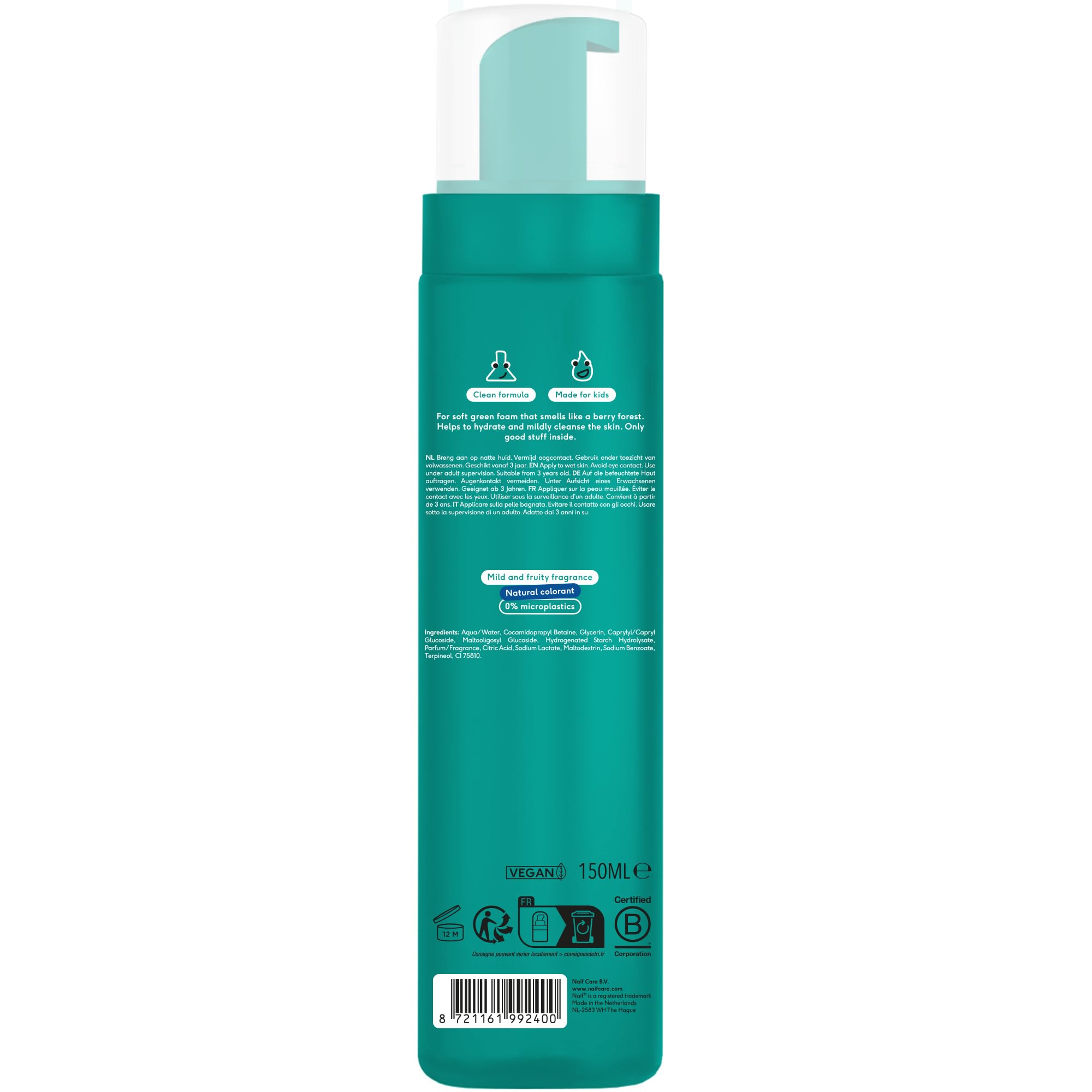 Naïf Mousse de douche colorée pour enfants 150 ml 0% SLES testé dermatologiquement