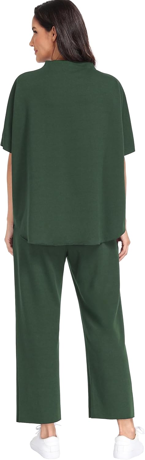 PrinStory Womens 2 Piece Lounge Sets Casual Outfits Pullover Top and Wide Leg Pants Matching Pjs Soft Pajamas Loungewear - Image 6