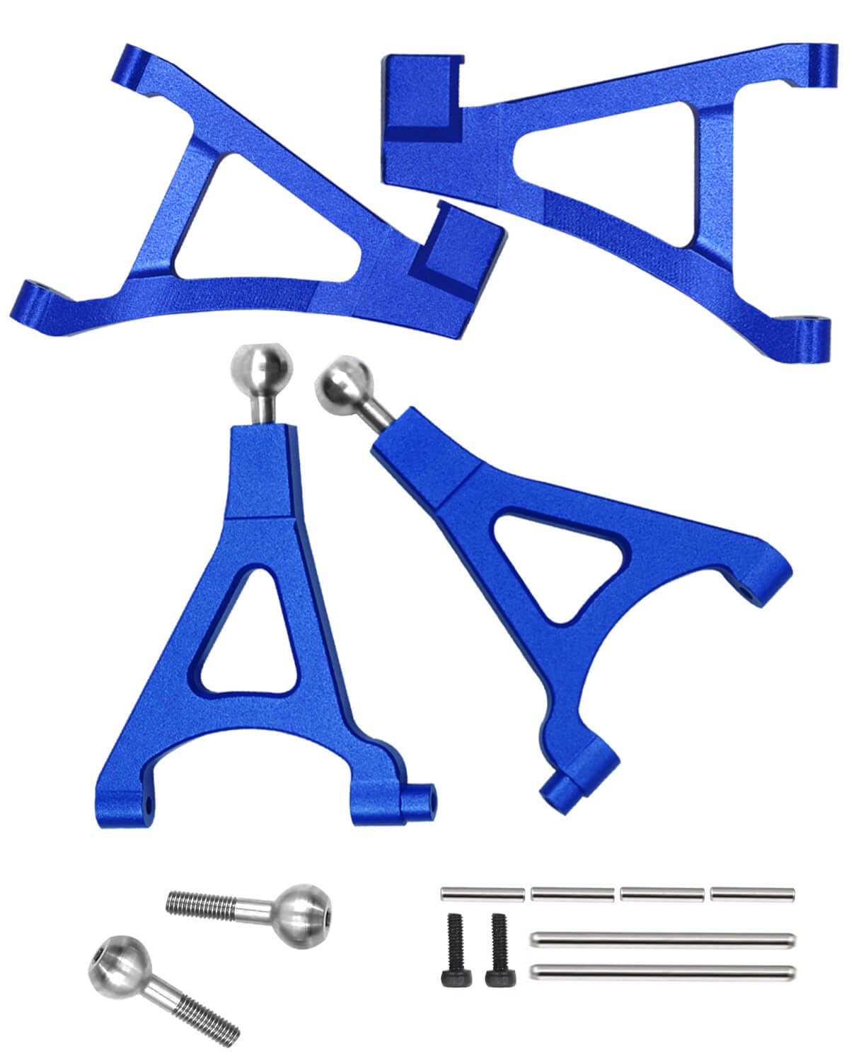 hopsupRC Front Upper Lower Suspension A-Arms Upgrades Part for 1/16 Mini Slash,4PCS Aluminum Front Upper & Front Lower Arms Hops Ups for 1/16 Mini Slash?70054-1,Navy Blue
