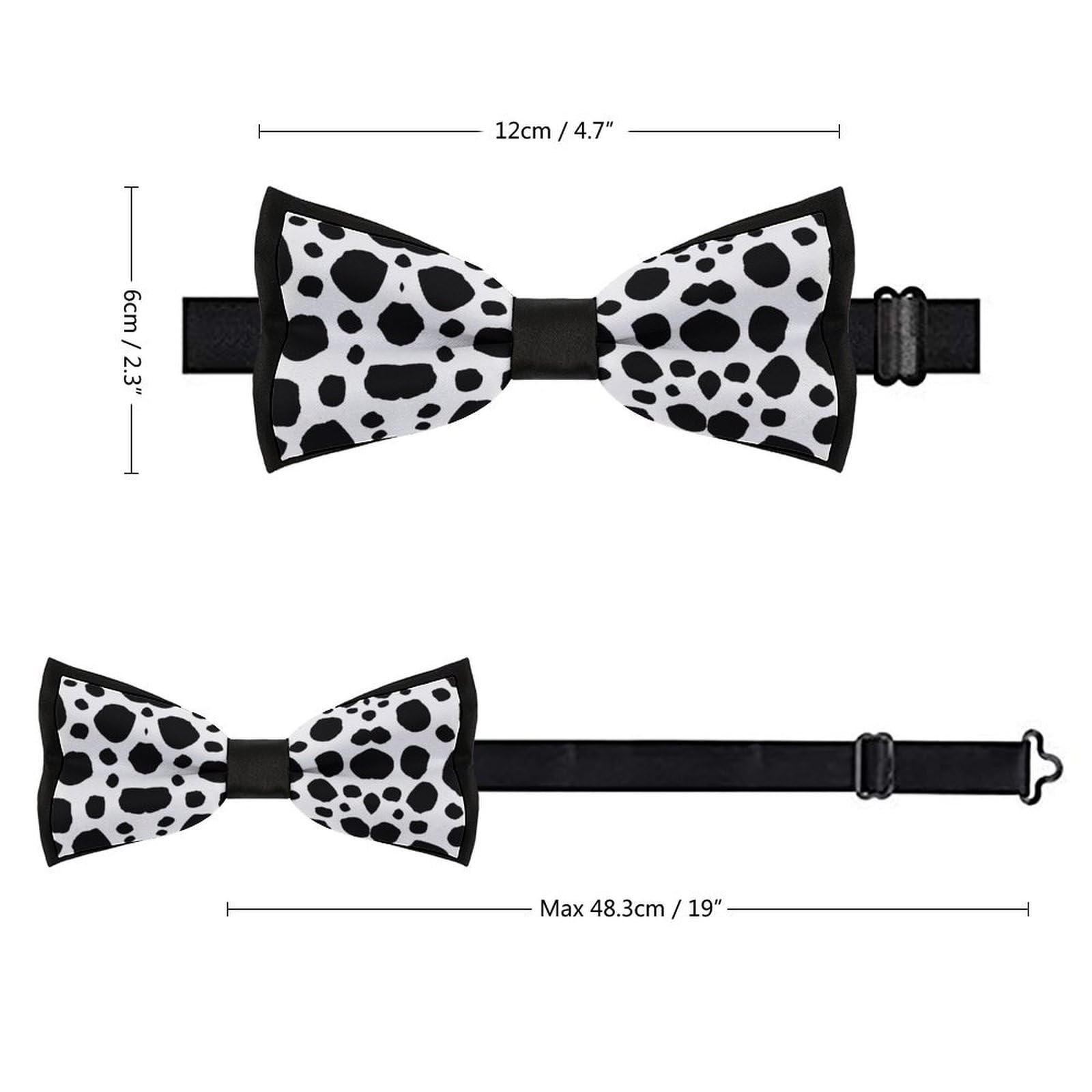 GoasNei Cow Print Bow Tie for Men Adjustable Necktie Funny Tie Neck Ties for Weddings Party