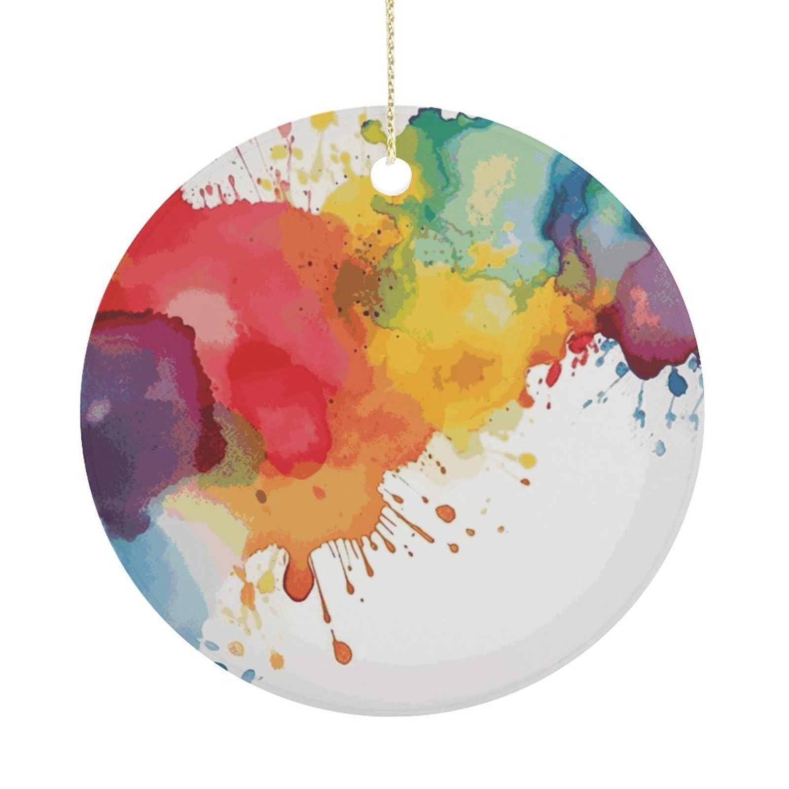 Adfgyerh Women's Style Stains Of Watercolor Paint Splatters Hanging Ceramic Ornaments, Christmas Tree Decorations, Funny Home Decor Gifts For Sisters & Work Best Friends