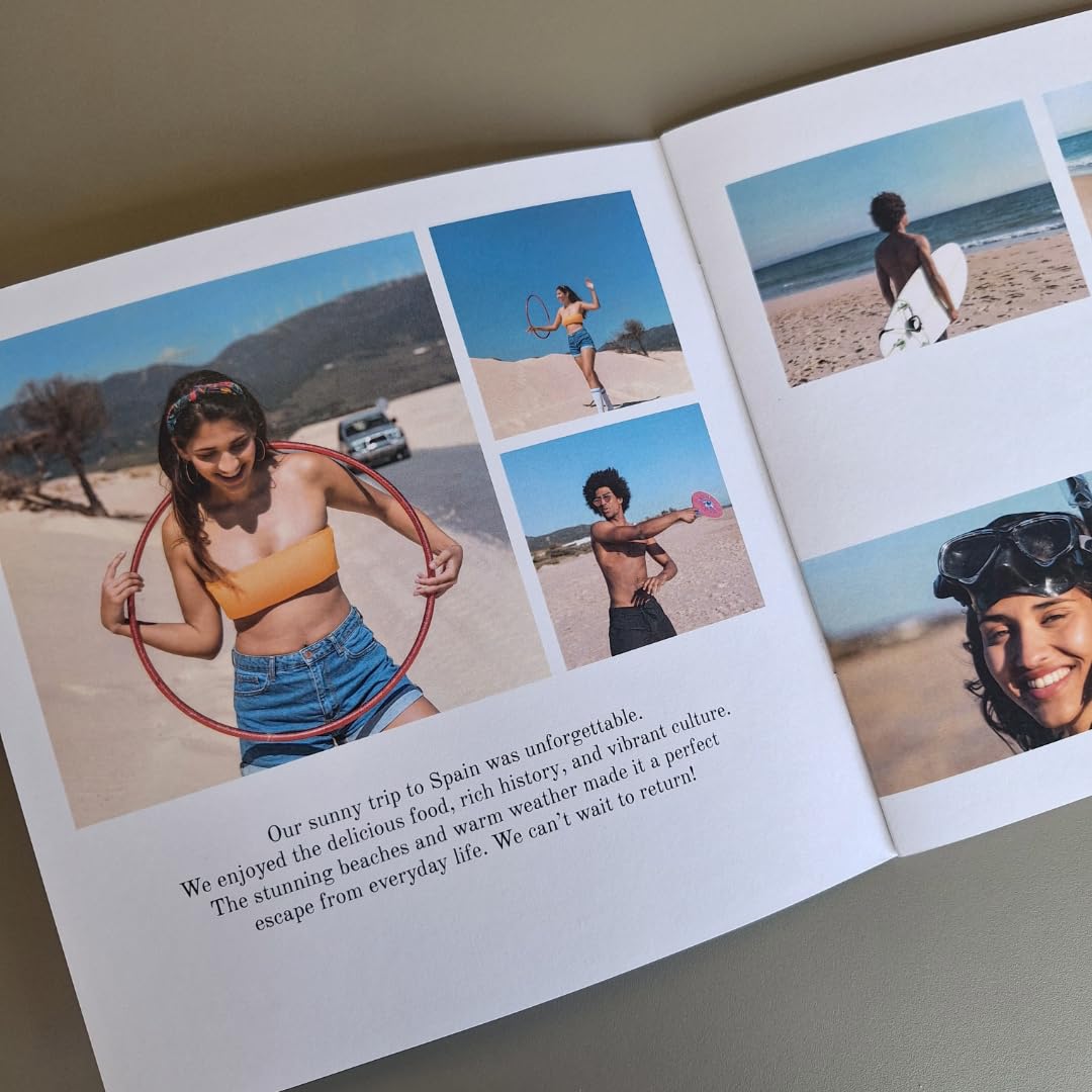 Álbum de Fotos Personalizado (Formato Cuadrado: 21 x 21) - Libreta de Tapa Blanda con Encuadernación de Grapas