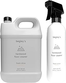 Begley's Natural Hardwood Floor Cleaner - Wooden Floor Cleaner 24oz & 64oz Refill Set - Wood Floor Cleaner - Hardwood Cleaner - Pet Safe Floor Cleaner for Mopping - Pet Friendly Floor Cleaner, Citrus