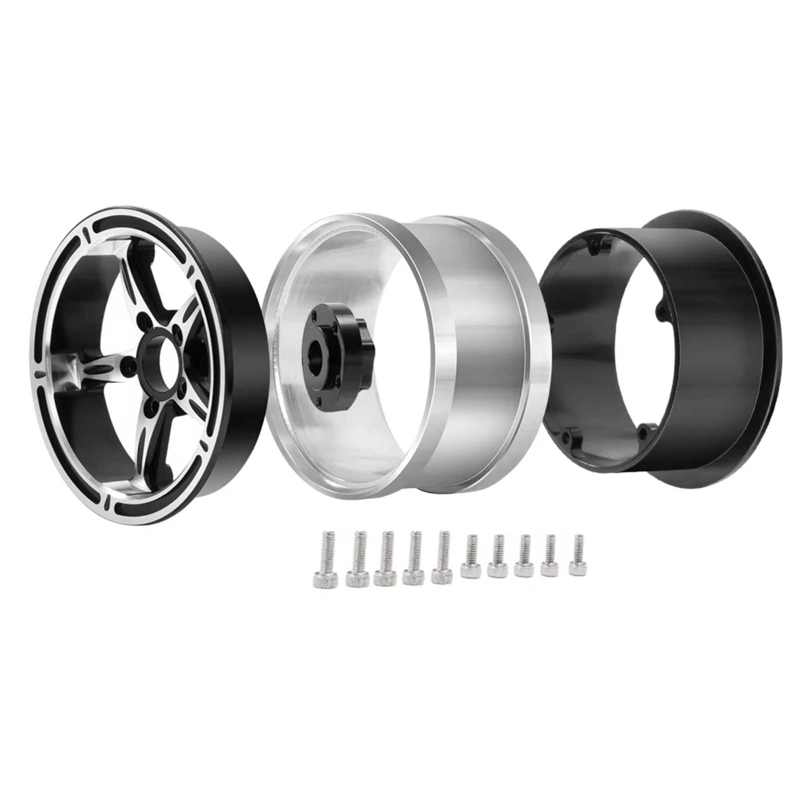 Per Axial Per Wraith 90048 Per TRX-4 Per TRX-6 Cerchioni Beadlock In Metallo Da 2, Pollici 1/10 Mozzo Ruota Argento/nero Ricambi Auto Cingolate RC Accessori Giocattoli Rc