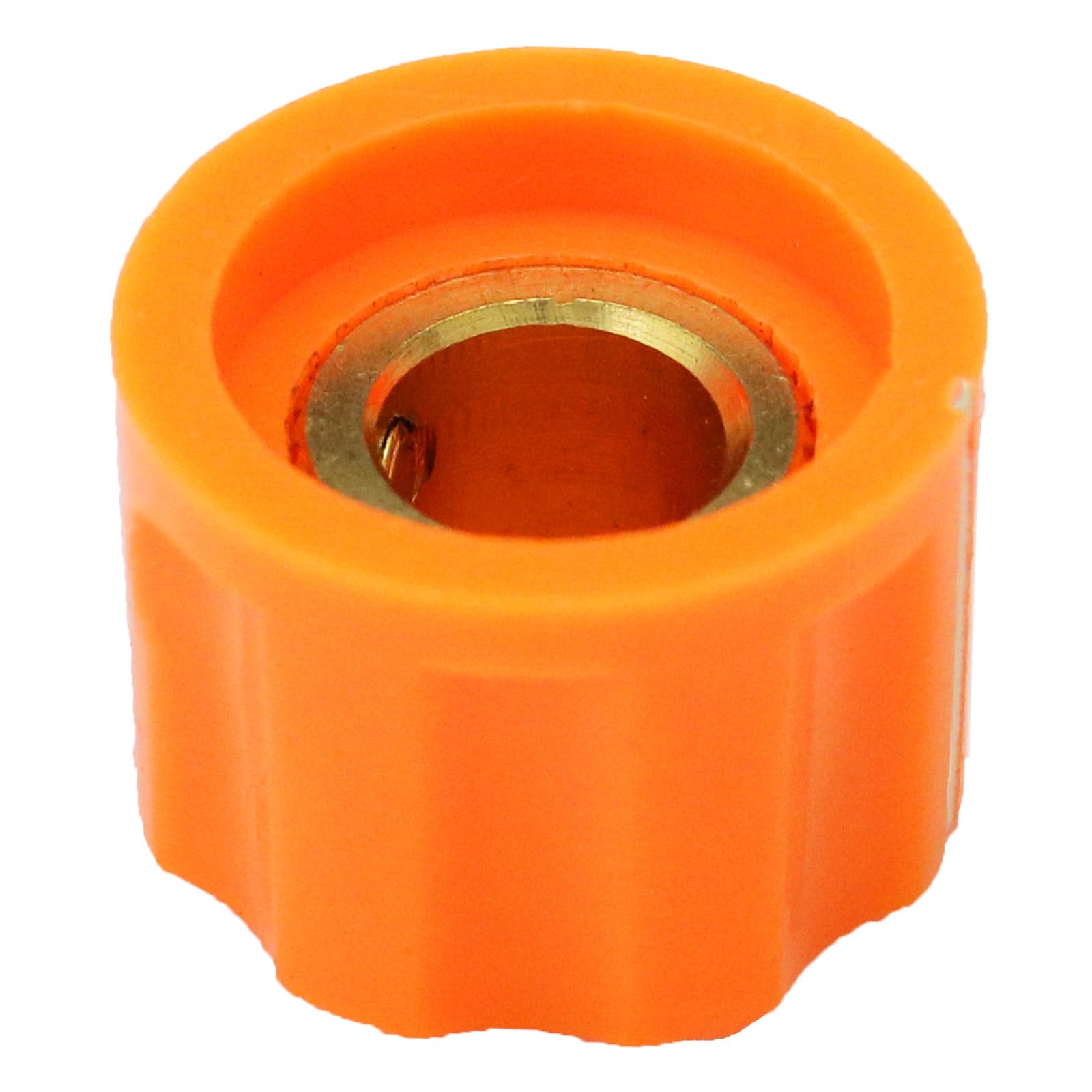 6.4mm Round Hole Small Fluted Silver Cap Retro Style Amplifier/Instrument Control Knob Pack of 5 (Orange) - Image 4
