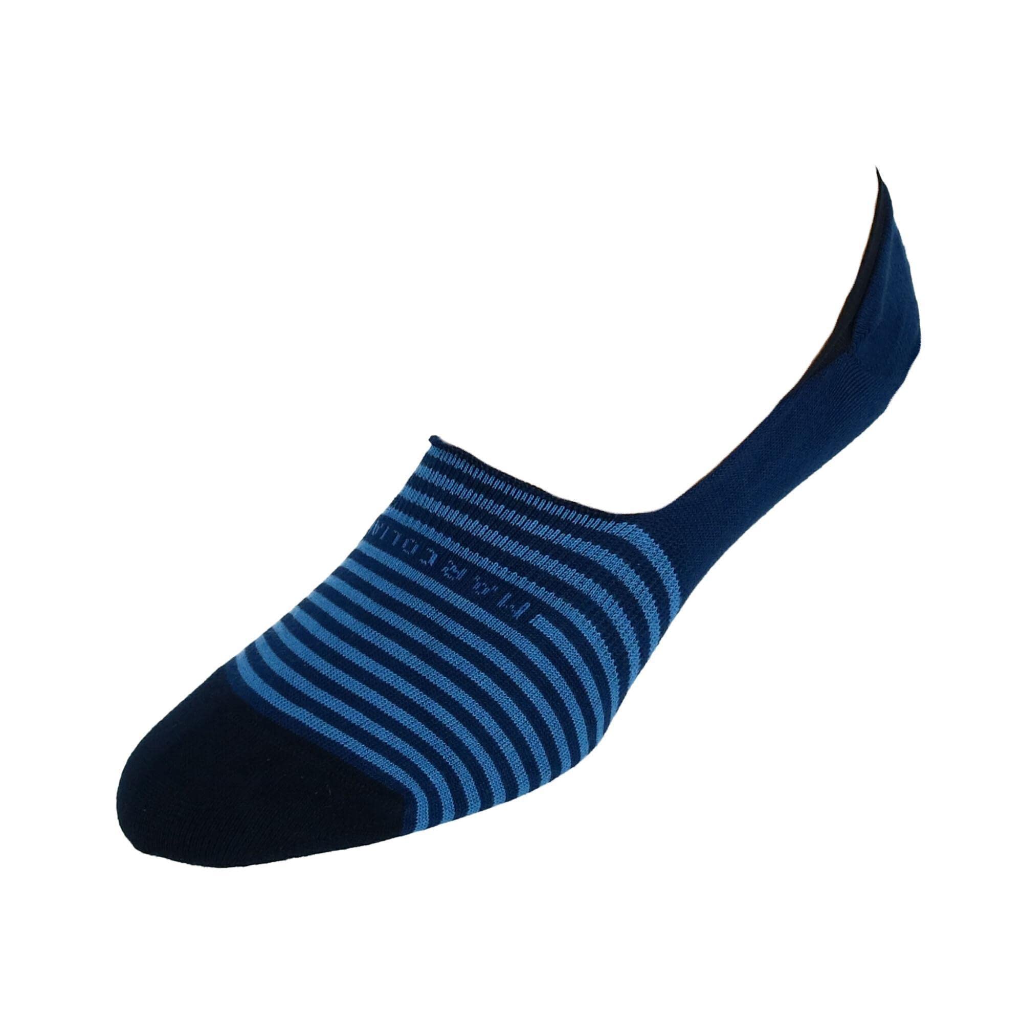 Marcoliani MilanoMarcoliani Men's Stripe Invisible Touch Liner Sock, Blue Royal, One Size