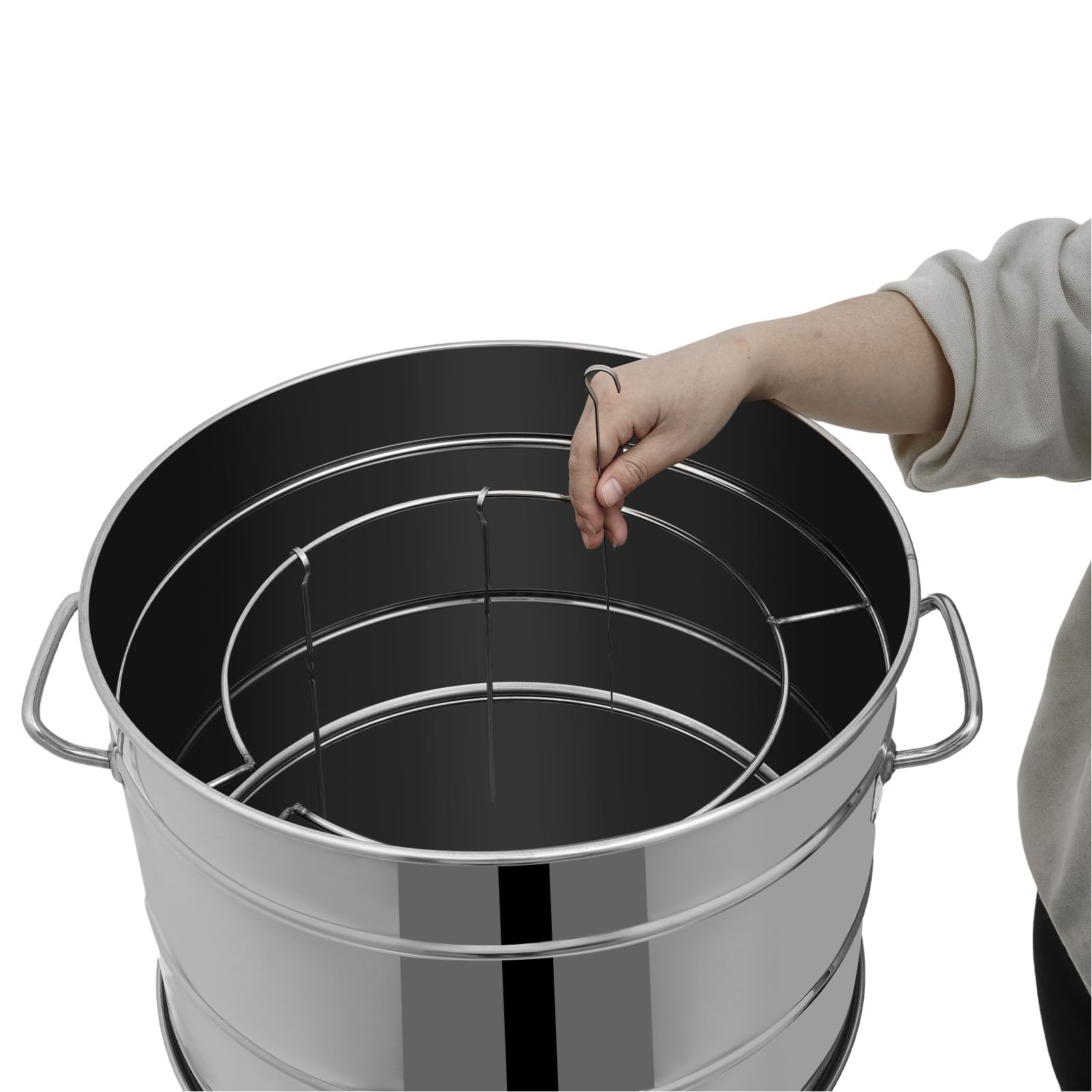 Duże przenośne grille węglowe, grill węglowy ze stali nierdzewnej, 360°, bezdymny na zewnątrz z 50 szpikulcami, kociołek do gotowania, grill wędzarniczy