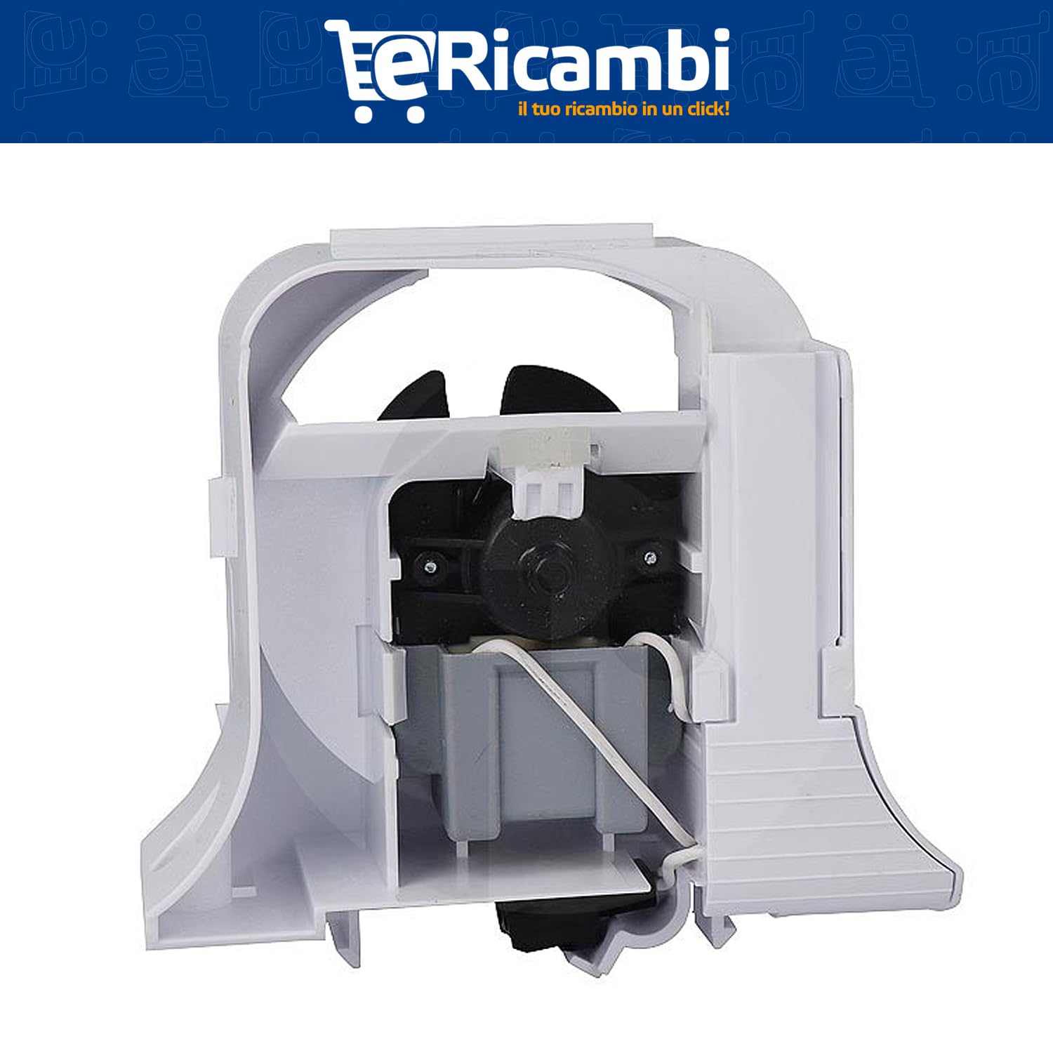 eRicambi, Assieme Motoventilatore Ventola Completa per Frigorifero, Compatibile con Ignis Whirlpool Hotpoint, Switch Interruttore, Ventola da Ø 60 (mm)