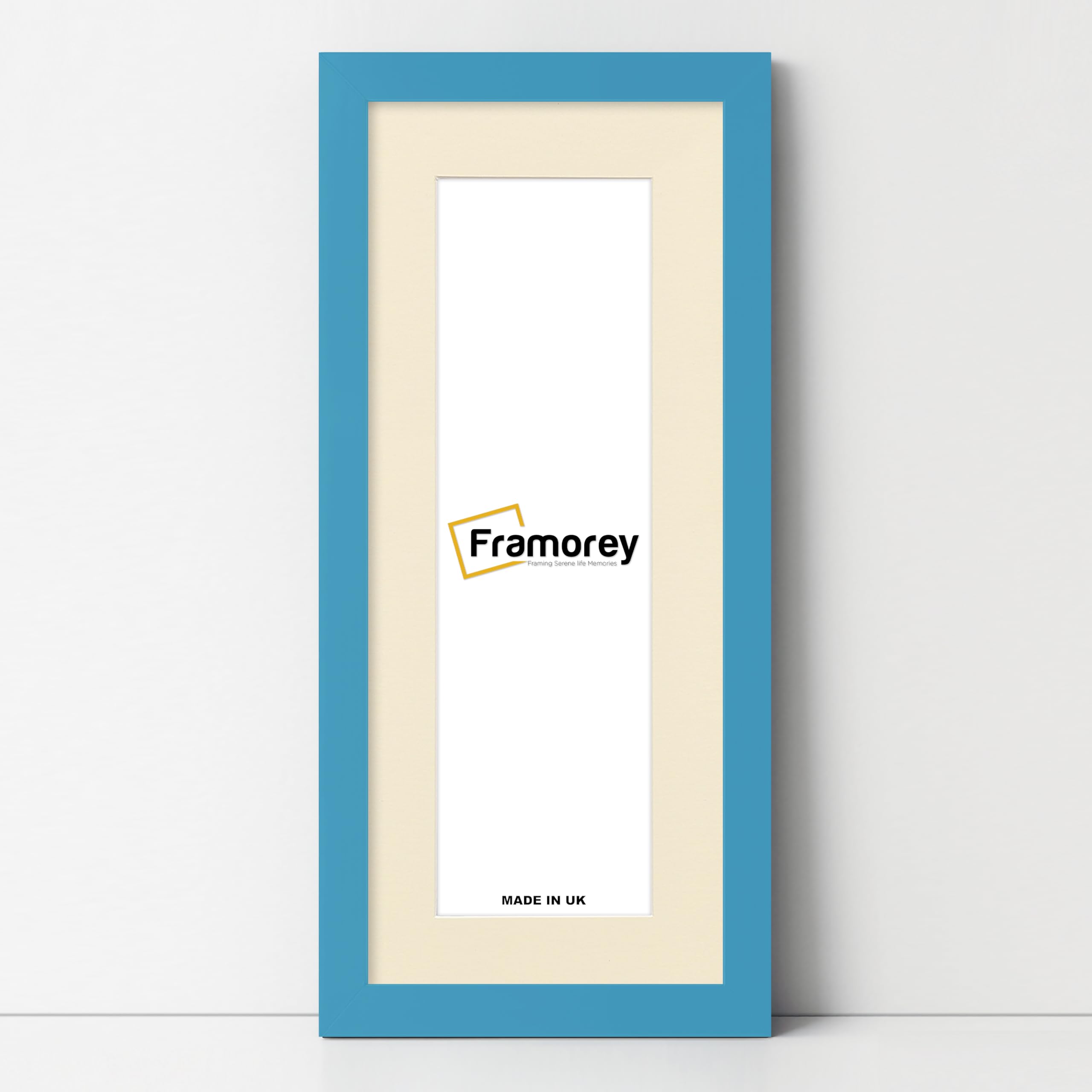 FRAMOREY Panoramic Style, Oxford Flat Wooden Effect Picture Frames, 19x9" Size Blue Photo Frame With 15x5" Size Ivory Mount, Handmade Frame, Wall Art Hanging Frame, Best Home Decor Frames